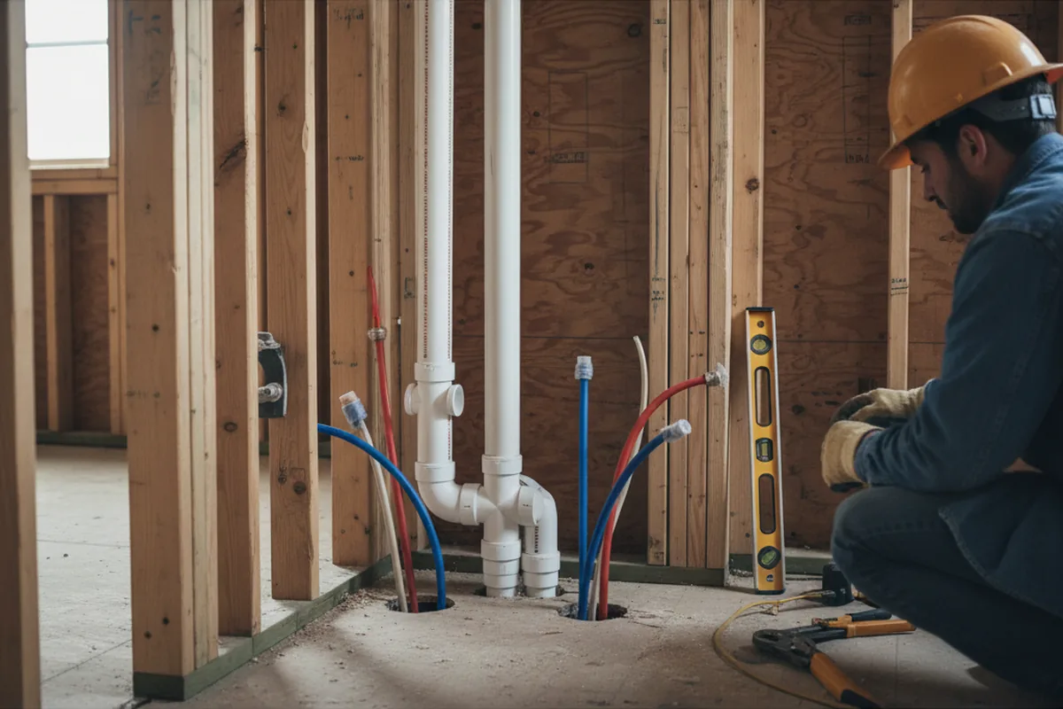 Drain and supply rough-in during Garbage Disposal Repair in Pinewood