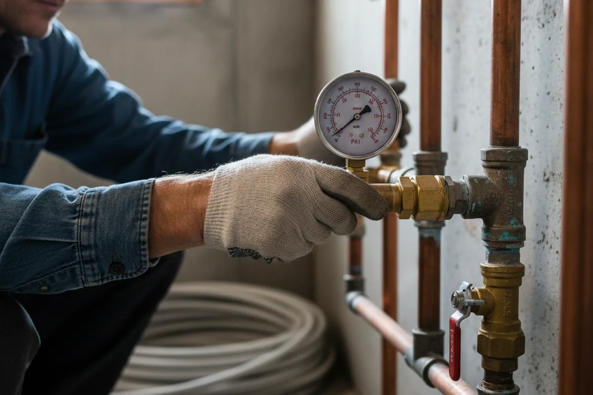 Pressure testing a repaired line during Water Line Repair in Pinewood